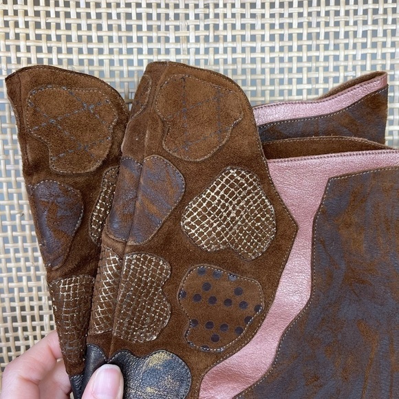Vintage Specchio Brown Pink Suede Leather Italian Boots | Sz 9 | Slouch … - Picture 5 of 12